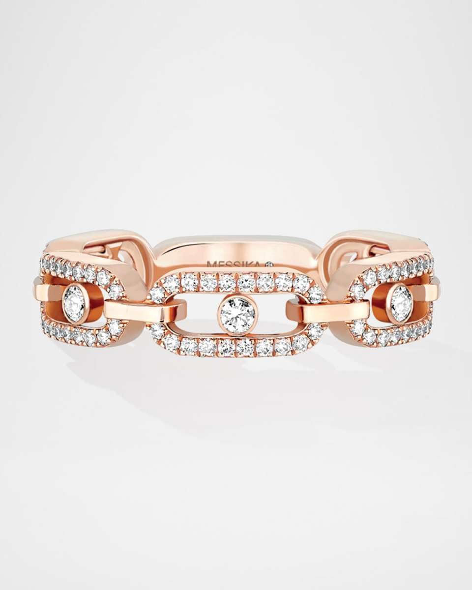 MOVE LINK 18K ROSE GOLD MULTI-PAVÉ RING